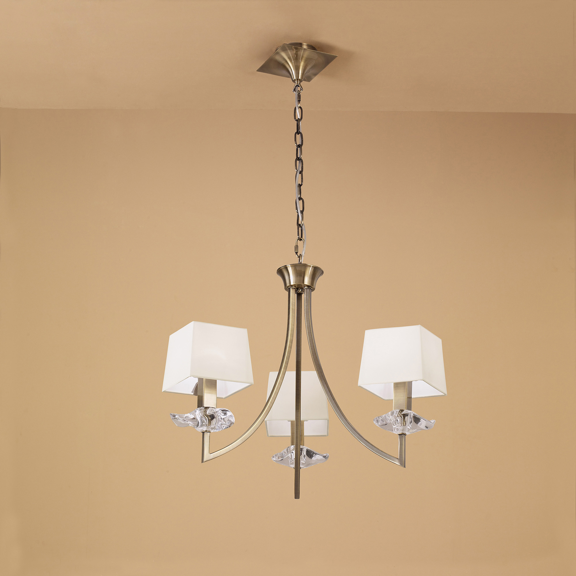 Akira Antique Brass-Cream Ceiling Lights Mantra Multi Arm Fittings